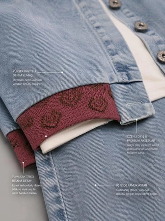 Kız Çocuk Kalpli Denim 3'lü Takım