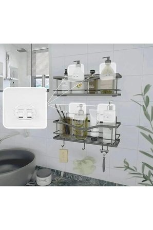 Güçlü Kendinden Yapışkanlı Kancalar Köşe Rafı Banyo Duş Rafı Kancası, Su Geçirmez Askı Adet seçilmemiş