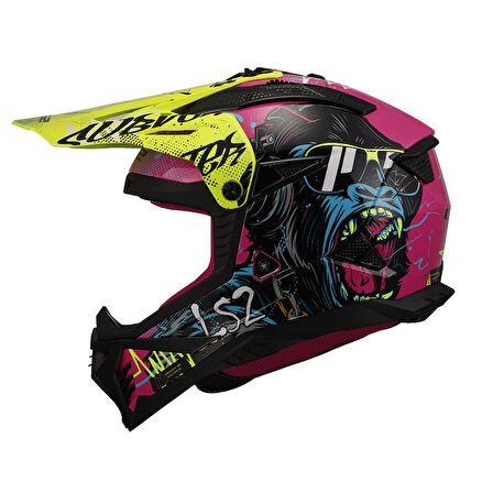 LS2 FAST 2 GORILLA MOR-NEON SARI KASK