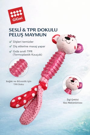 Suppa Puppa Serisi Sesli & TPR Dokulu Peluş Maymun Köpek Oyuncağı - Küçük Irk & Yavru