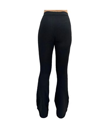 Kadın Siyah Ispanyol Paça Tayt