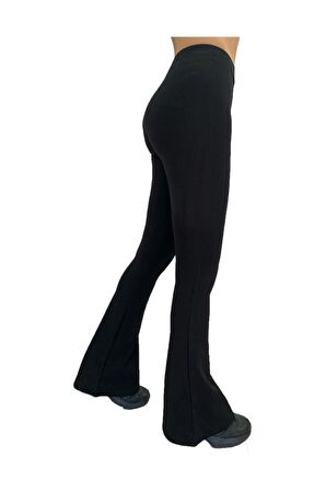 Kadın Siyah Ispanyol Paça Tayt