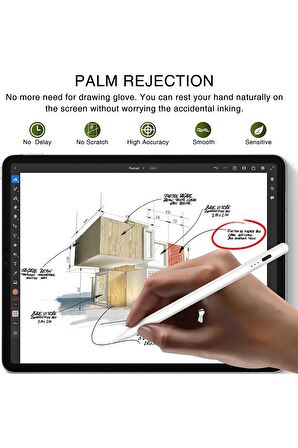 iPad 2018-2022 Stylus Kalem Eğim Hassasiyetli Avuç İçi Redli Apple Kalem