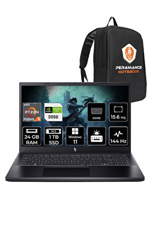ACER Nitro V15 R5 7535HS 24GB 1TB SSD RTX2050/4GB 15.6'' 144Hz FHD W11H Gaming Laptop & PER4 ÇANTA