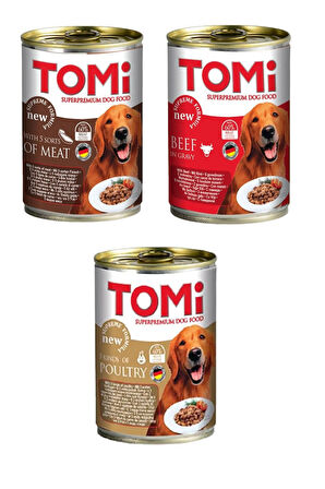 Tomi 3 Çeşit Karma  Gravy Soslu Köpek Konservesi 400 Gr. X 3 Adet