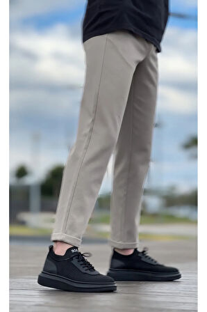 BA0812 Özel Örme Triko Tarz Siyah Renk Siyah Taban Spor Ayakkabı