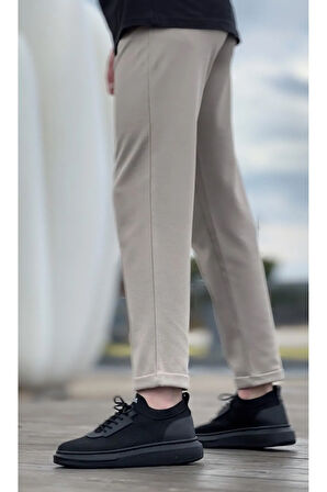 BA0812 Özel Örme Triko Tarz Siyah Renk Siyah Taban Spor Ayakkabı