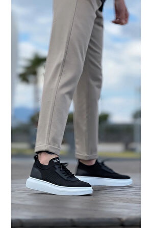 BA0812 Özel Örme Triko Tarz Siyah Renk Spor Ayakkabı