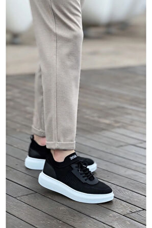 BA0812 Özel Örme Triko Tarz Siyah Renk Spor Ayakkabı
