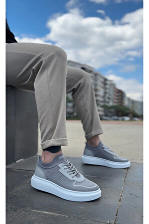 BA0812 Özel Örme Triko Tarz Gri Renk Spor Ayakkabı