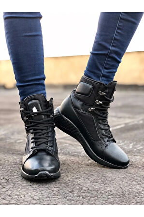 Arda  BA0600 Bağcıklı Siyah Boksör Unisex Spor Postal Bot