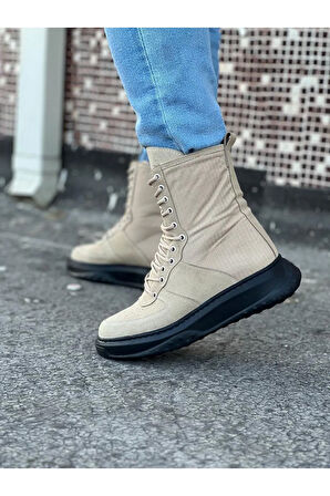 Arda  Wagoon WG012 Bej Kömür Süet Uzun Bağcıklı  Bot