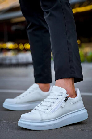 Arda  KB-309  Kuback Beyaz Fermuar Ve Bağcıklı  Günlük Erkek  Ayakkabı