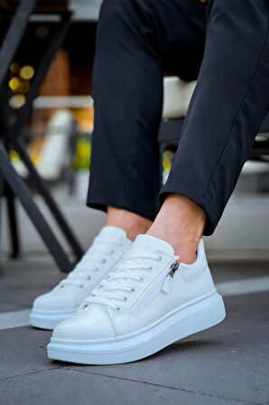 Arda  KB-309  Kuback Beyaz Fermuar Ve Bağcıklı  Günlük Erkek  Ayakkabı