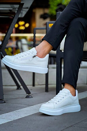 Arda  KB-309  Kuback Beyaz Fermuar Ve Bağcıklı  Günlük Erkek  Ayakkabı