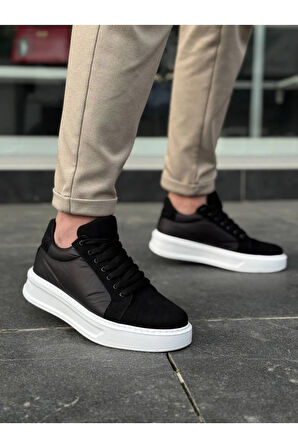 Arda  KB-046 Kuback Siyah Paraşüt Beyaz Yüksek Taban Günlük Spor Ayakkabı