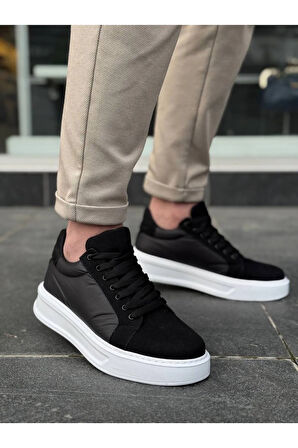 Arda  KB-046 Kuback Siyah Paraşüt Beyaz Yüksek Taban Günlük Spor Ayakkabı