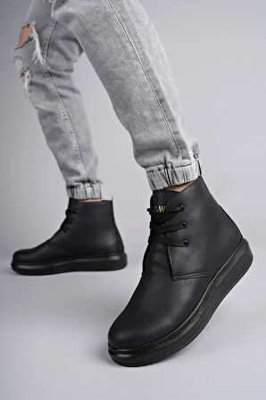 Arda  SLW207 Oslo Bağcıklı Cilt Erkek Günlük Spor Bot ST Siyah