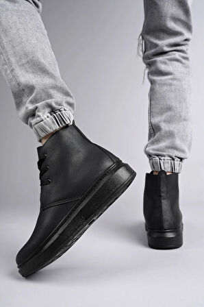 Arda  SLW207 Oslo Bağcıklı Cilt Erkek Günlük Spor Bot ST Siyah