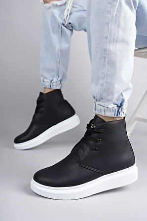 Arda  SLW207 Oslo Bağcıklı Cilt Erkek Günlük Spor Bot BT Siyah