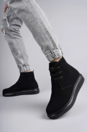 Arda  SLW207 Oslo Bağcıklı Süet Erkek Günlük Spor Bot ST Siyah