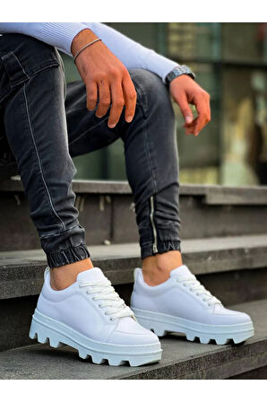 Arda  KB-056 Kuback Beyaz Cilt Beyaz Yüksek Taban Günlük Spor Ayakkabı