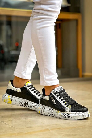 Kb-02 Kuback Bağcıklı Crocodile Siyah Sarı Günlük Erkek Ayakkabı