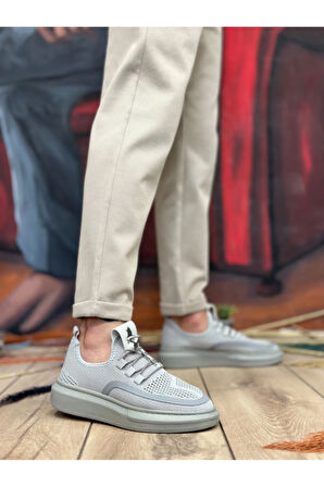 BA0375 Özel Örme Triko Tarz Gri Renk Spor Ayakkabı