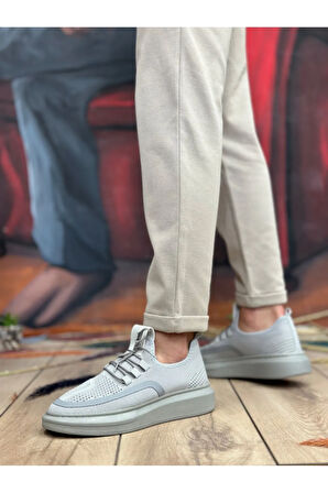 BA0375 Özel Örme Triko Tarz Gri Renk Spor Ayakkabı
