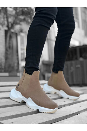 Arda  BA0444 Bağcıksız Rahat Yüksek Taban Vizon Erkek Spor Yarım Bilek Bot