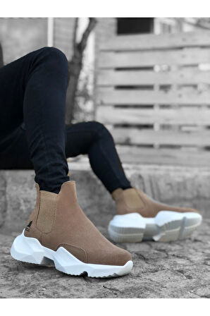 Arda  BA0444 Bağcıksız Rahat Yüksek Taban Vizon Erkek Spor Yarım Bilek Bot