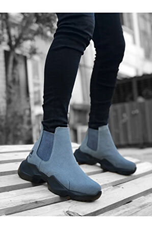 Arda  BA0444 Bağcıksız Rahat Yüksek Taban Füme Erkek Spor Yarım Bilek Bot