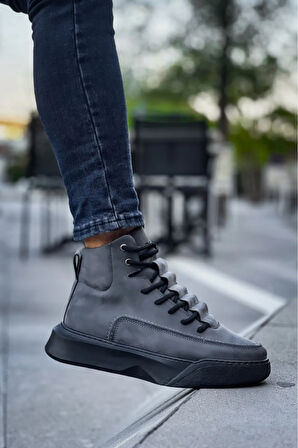 Arda  BA0321 Gizli Bağcıklı Erkek Yüksek Taban Füme Spor Bot