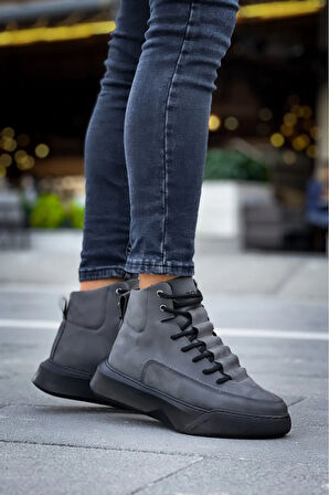 Arda  BA0321 Gizli Bağcıklı Erkek Yüksek Taban Füme Spor Bot