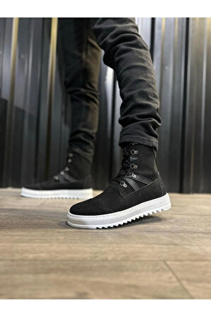 Arda  Knack Erkek Spor Bot B12 Siyah Süet (Beyaz Taban)