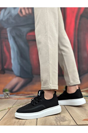 BA0375 Özel Örme Triko Tarz Siyah Renk Spor Ayakkabı
