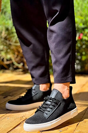 Kb-110 Kuback Back Siyah Triko Yüksek Taban Bağcıklı Günlük Erkek Ayakkabı