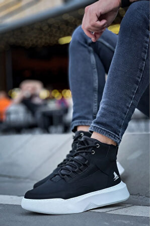 Arda  BA0318 Bağcıklı Erkek Yüksek Taban Beyaz Taban Spor Bot