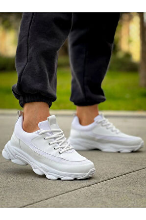 Arda  KB-707  Kuback  Beyaz Cilt Yüksek Taban Bağcıklı Günlük Erkek Ayakkabı