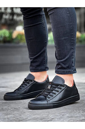 Arda  KB-122  Kuback Siyah Cilt Siyah Yüksek Taban Bağcıklı Günlük Erkek Ayakkabı