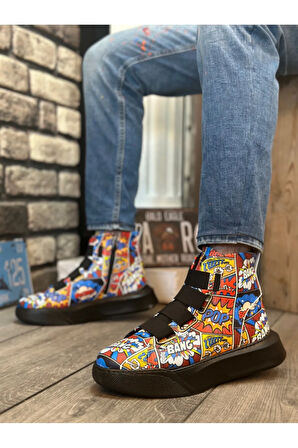 Arda  BA0142 Bantlı Erkek Yüksek Taban Popart Model Spor Bot