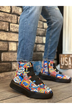 Arda  BA0142 Bantlı Erkek Yüksek Taban Popart Model Spor Bot