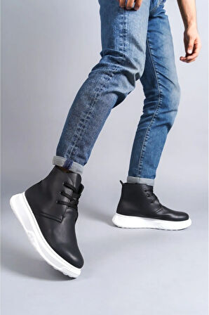 Arda  SLW204 Franca Bağcıklı Cilt Erkek Spor Bot BT Siyah