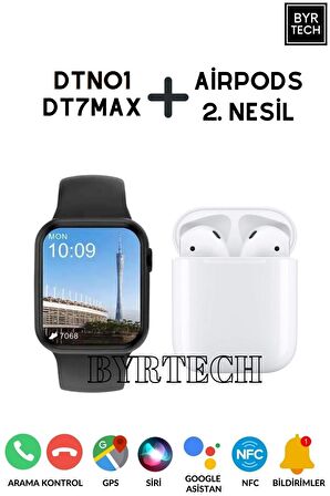 Gps/nfc/siri Destekli Watch 7 Series Akıllı Saat 2. Nesil Bluetooth Kulaklık