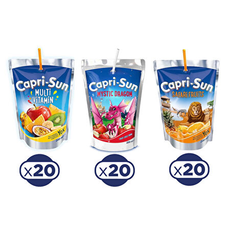 Capri - Sun 200 ml x 60 Adet / Karma 3 lü Koli 