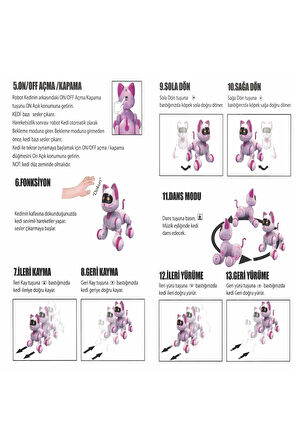 Uzaktan Kumandalı Şarjlı Akıllı Kedi Interaktif Eğitici Ve Eğlendirici Robot Oyuncak Kumandalı Kedi