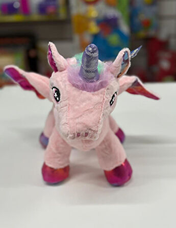 Oyuncak Peluş Kanatlı Unicorn Tek Boynuzlu At Pudra Pembe 30 CM