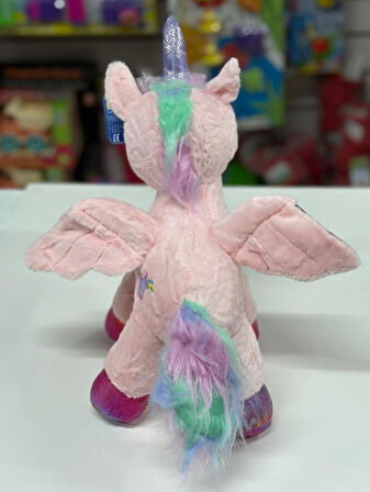 Oyuncak Peluş Kanatlı Unicorn Tek Boynuzlu At Pudra Pembe 30 CM