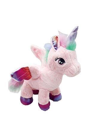 Oyuncak Peluş Kanatlı Unicorn Tek Boynuzlu At Pudra Pembe 30 CM