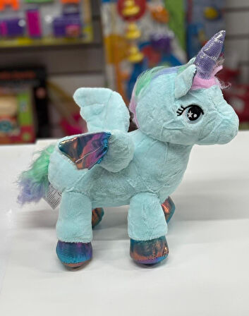 Oyuncak Peluş Kanatlı Unicorn Tek Boynuzlu At Mint Su Yeşili 30 CM